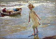 Nina en la playa by Joaquin Sorolla y Bastida Joaquin Sorolla Y Bastida